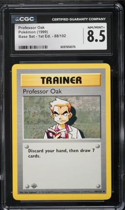 1999 Pokemon Base Set Shadowless 1st Edition Professor Oak #88 CGC 8.5 NM-MT+