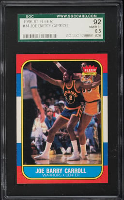 1986 Fleer Basketball Joe Barry Carroll #14 SGC 8.5 NM-MT+
