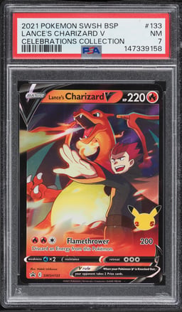 2021 Pokemon SWSH Promo Celebrations Holo Lance's Charizard V #SWSH133 PSA 7 NRMT
