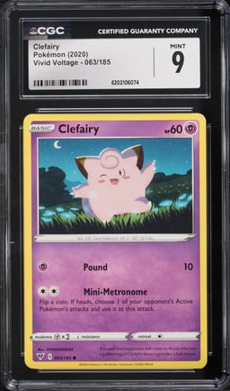 2020 Pokemon Sword & Shield Vivid Voltage Miscut Clefairy #63 CGC 9 MINT