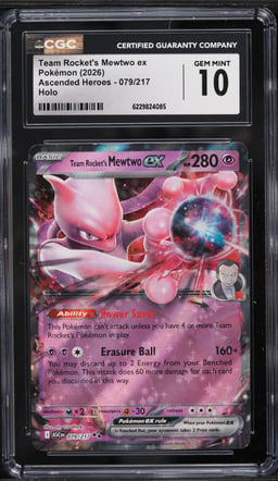 2026 Pokemon Mega Evolution Ascended Heroes Holo Team Rocket's Mewtwo Ex #79 CGC 10 GEM MINT