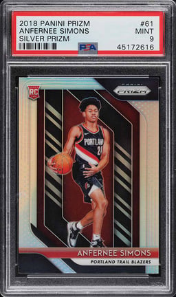 2018 Panini Prizm Silver Prizms Anfernee Simons ROOKIE #61 PSA 9 MINT