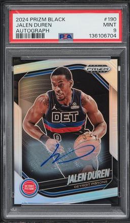 2024 Panini Prizm Black Jalen Duren AUTO #190 PSA 9 MINT