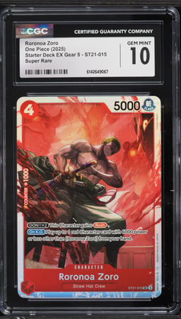 2025 One Piece Starter Deck EX Gear 5 SR Roronoa Zoro #ST21-015 CGC 10 GEM MINT