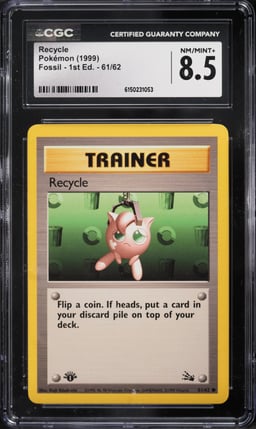 1999 Pokemon Fossil 1st Edition Recycle #61 CGC 8.5 NM-MT+