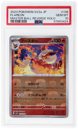 2023 Pokemon Scarlet and Violet Strength Expansion Pack 151 Japanese Master Ball Reverse Holo Flareon #136 PSA 10