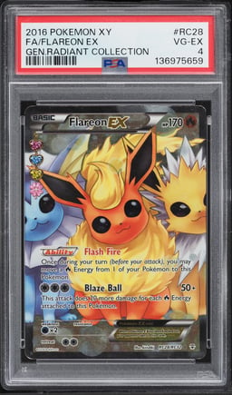 2016 Pokemon XY Generations Radiant Collection Full Art Flareon EX #RC28 PSA 4 VGEX