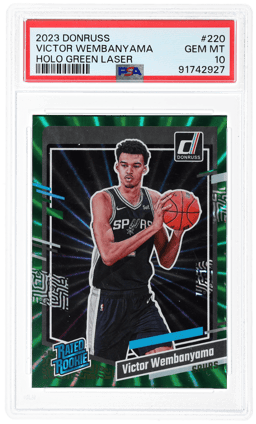 2023 Donruss Rated Rookie Holo Green Laser Victor Wembanyama #220 PSA 10