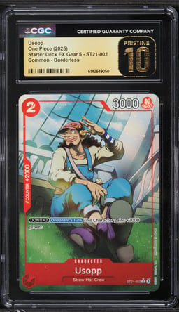2025 One Piece Starter Deck EX Gear 5 Borderless Alt Art Usopp #ST21-002 CGC 10 PRISTINE