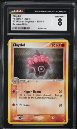 2004 Pokemon EX Hidden Legends Reverse Holo Claydol #31 CGC 8 NM-MT