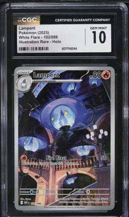 2025 Pokemon Scarlet & Violet White Flare IR Lampent #102 CGC 10 GEM MINT