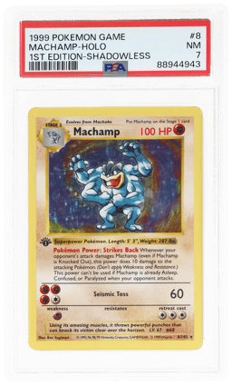 1999 Pokemon Base Set Shadowless 1st Edition Holo Machamp #8 PSA 7