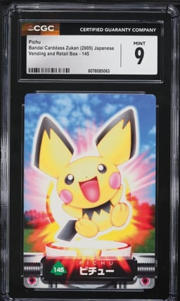 2005 Pokemon Japanese Bandai Zukan Vending & Retail Box Pichu #145 CGC 9
