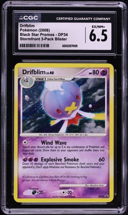 2008 Pokemon Diamond & Pearl Promo Stormfront 3-Pack Blister Holo Drifblim #DP34 CGC 6.5 EXMT+