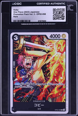 2023 One Piece Japanese Promotion Pack Vol. 3 Koby #OP02-098 CGC AUTH