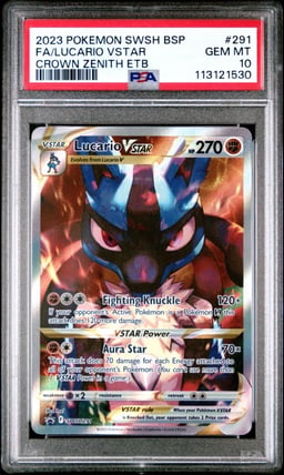 2023 POKEMON SWSH BLACK STAR PROMO #291 FULL ART/LUCARIO VSTAR PSA 10