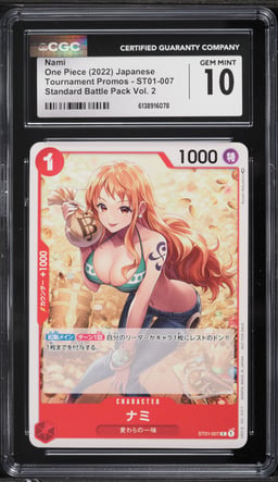 2022 One Piece Japanese Promo Standard Battle Pack Vol. 2 Nami #ST01-007 CGC 10 GEM MINT