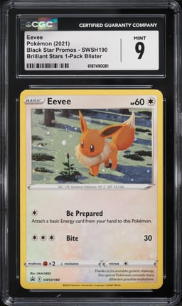 2021 Pokemon Sword & Shield Promo Brilliant Stars 1 Pack Blister Holo Eevee #190 CGC 9 MINT