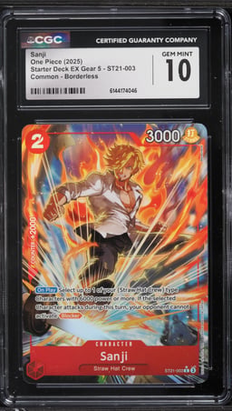 2025 One Piece Starter Deck EX Gear 5 Borderless Alt Art Sanji #ST21-003 CGC 10 GEM MINT