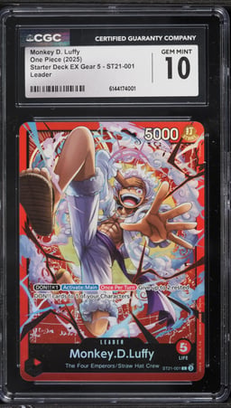 2025 One Piece Starter Deck EX Gear 5 Leader Monkey D. Luffy #ST21-001 CGC 10 GEM MINT