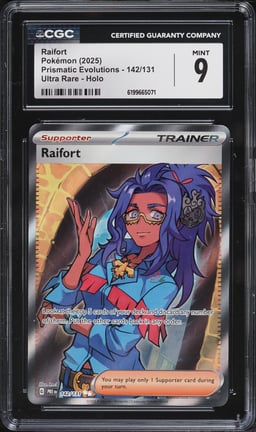 2025 Pokemon Scarlet & Violet Prismatic Evolutions Full Art Raifort #142 CGC 9 MINT