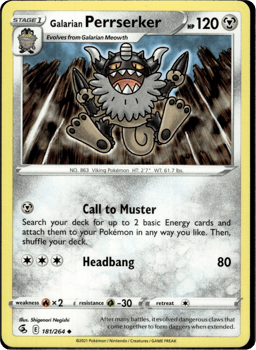 2021 Galarian Perrserker #181 Fusion Strike