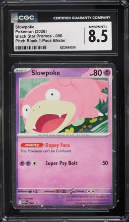 2026 Pokemon Mega Evolution Black Star Promo Pitch Black 1-Pack Blister Slowpoke #086 CGC 8.5