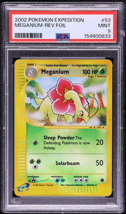 2002 Pokemon Expedition Reverse Holo Meganium #53 PSA 9 MINT