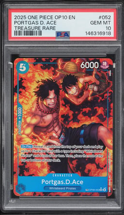 2025 One Piece Royal Blood TR Alt Art Portgas D. Ace #OP08-052 PSA 10 GEM MINT