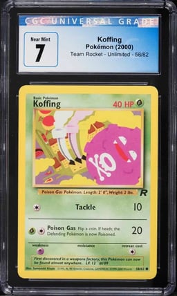 2000 Pokemon Team Rocket Koffing #58 CGC 7 NRMT