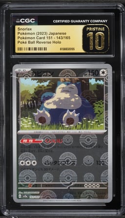 2023 Pokemon Japanese Scarlet & Violet 151 Poke Ball Reverse Holo Snorlax #143 CGC 10 PRISTINE