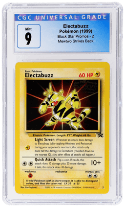 1999 Pokemon Wizards of the Coast Black Star Promo Mewtwo Strikes Back Electabuzz #2 CGC 9