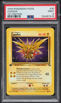 1999 Pokemon Fossil 1st Edition Zapdos #30 PSA 9 MINT