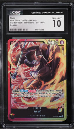 2023 One Piece Japanese Starter Deck 3 Brothers Leader Sabo #ST13-001 CGC 10 GEM MINT