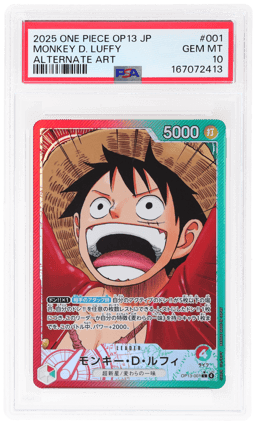 2025 One Piece Carrying On His Will Japanese Alternate Art Monkey D. Luffy #OP13-001 PSA 10