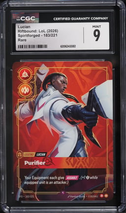2026 Riftbound League Of Legends LoL Spiritforged Lucian #183 CGC 9 MINT