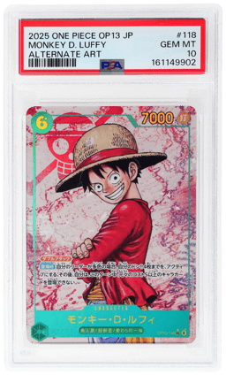 2025 One Piece Carrying On His Will Japanese Alternate Art Monkey D. Luffy #OP13-118 PSA 10