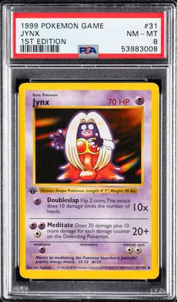 1999 POKEMON GAME #31 JYNX 1ST EDITION PSA 8