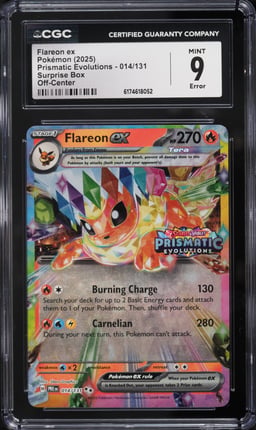 2025 Pokemon Scarlet & Violet Prismatic Evolutions Surprise Box Flareon Ex #14 CGC 9 MINT