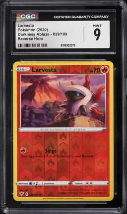 2020 Pokemon Sword & Shield Darkness Ablaze Reverse Holo Larvesta #029 CGC 9 MINT