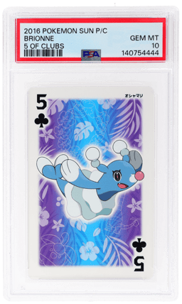 2016 Pokemon Sun Playing Cards 5 of Clubs Brionne PSA 10