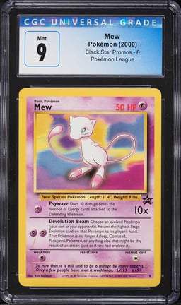 2000 Pokemon League Black Star Promo Mew #8 CGC 9 MINT