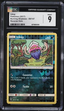 2017 Pokemon Sun & Moon Burning Shadows Reverse Holo Inkay #89 CGC 9 MINT