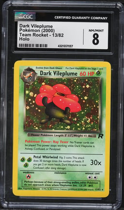 2000 Pokemon Team Rocket Holo Dark Vileplume #13 CGC 8 NM-MT