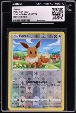 2021 Pokemon Sword & Shield Fusion Strike Reverse Holo Eevee #205 CGC AUTH