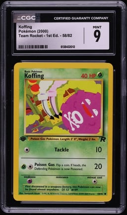 2000 Pokemon Team Rocket 1st Edition Koffing #58 CGC 9 MINT