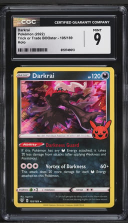 2022 Pokemon Sword & Shield Darkness Ablaze Trick Or Trade Holo Darkrai #105 CGC 9 MINT
