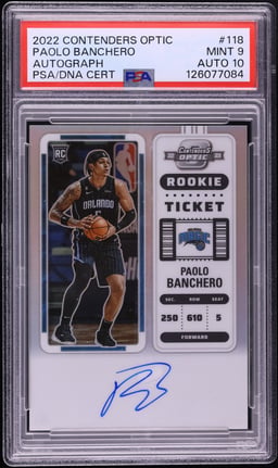 2022 Panini Contenders Optic Prizm Paolo Banchero ROOKIE AUTO DNA 10 #118 PSA 9 MINT