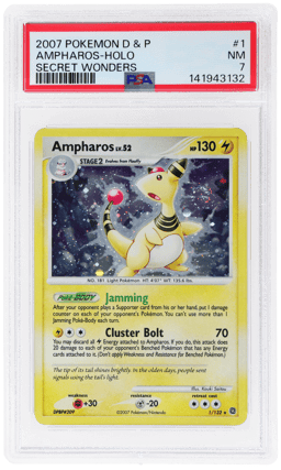 2007 Pokemon Diamond and Pearl Secret Wonders Holo Ampharos #1 PSA 7