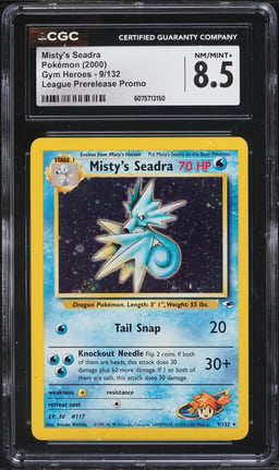 2000 Pokemon Gym Heroes League Prerelease Promo Holo Misty's Seadra #9 CGC 8.5 NM-MT+